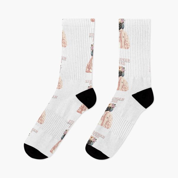 Item preview, Stranger pugs. Stylish pug with headphones and flowers with an inscription isolated on a white background. Humor cards, t-shirt, bohemia, . Vector illustration. designed and sold by Anastasiia Yurevych.