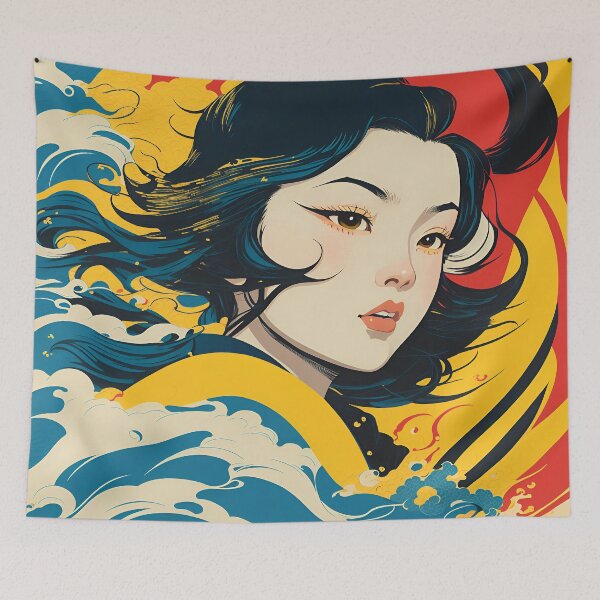 Item preview, Harmony of Cultures: Girl with Hokusai's Wave designed and sold by LeonAndrewRazon.