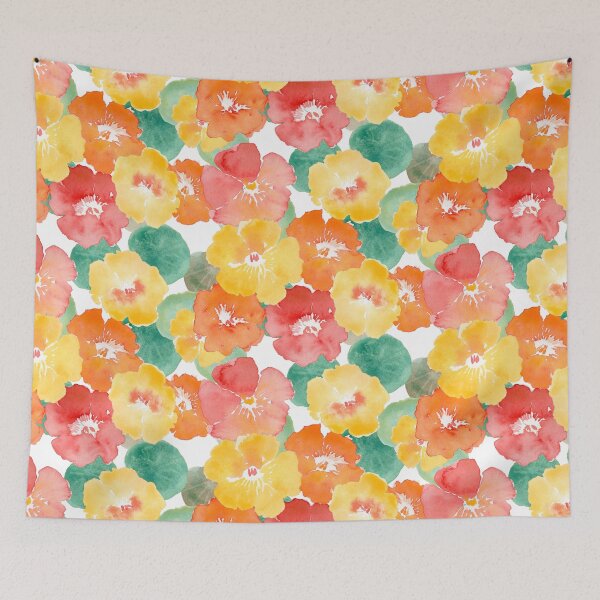 Item preview, Tropical Nasturtiums vibrant watercolour floral designed and sold by RSHarts.