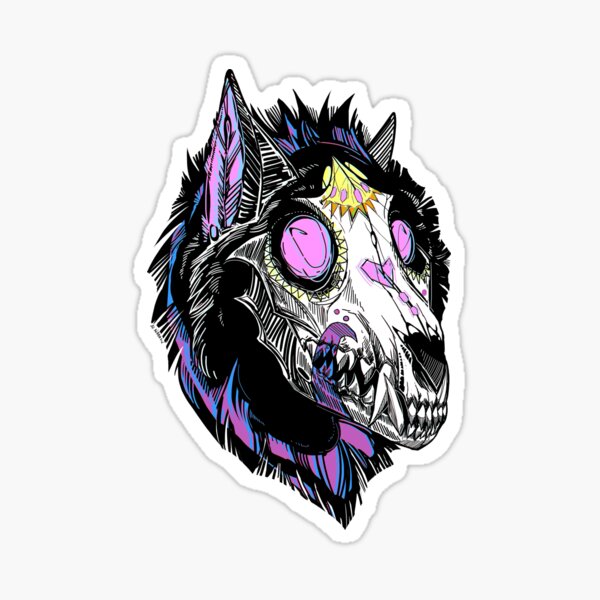 Hypnotic Wolf Skull Sticker