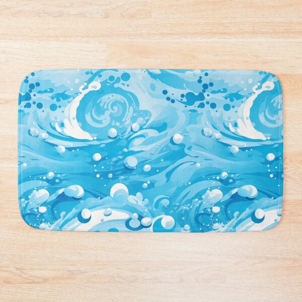 Item preview, Water Pattern 12, fresh blue ocean like ice cream, bubbles, icy sea swirling, white and blue, weather and nature. designed and sold by FoxRobinRabbit.