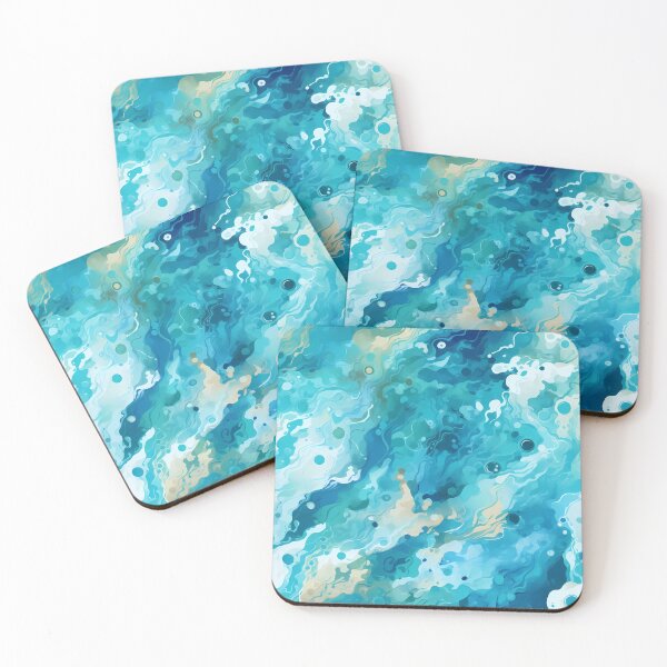 Item preview, Water Pattern 13, fresh clear ocean rippled reflections, capillary waves, blue tropical sea, white, pale yellow, weather and nature. designed and sold by FoxRobinRabbit.