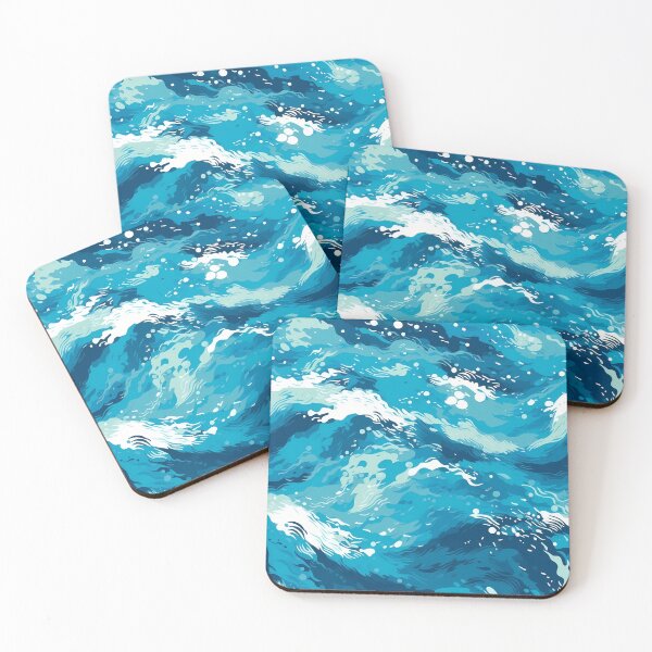 Item preview, Water Pattern 14, fresh clear ocean, rippled waves, blue tropical sea, white, weather and nature. designed and sold by FoxRobinRabbit.
