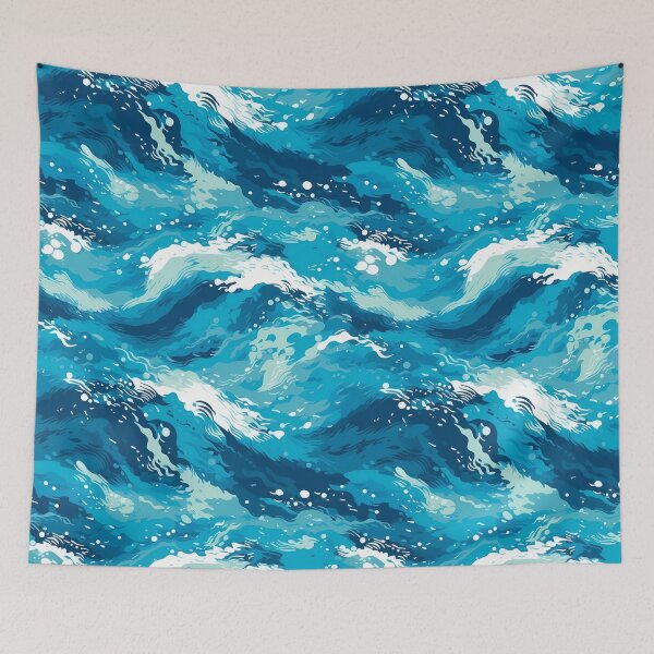 Item preview, Water Pattern 14, fresh clear ocean, rippled waves, blue tropical sea, white, weather and nature. designed and sold by FoxRobinRabbit.