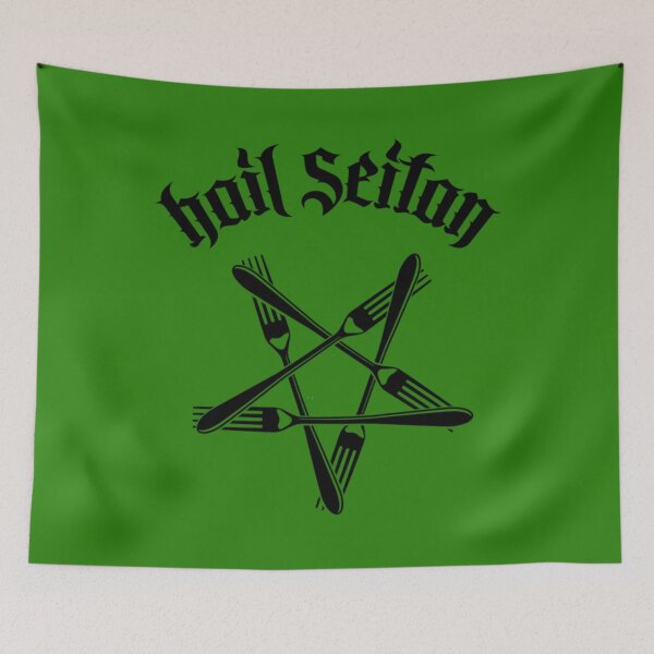 Item preview, Hail Seitan - Go vegan 1.2 (black) 	 	 designed and sold by cwccovbgj74.