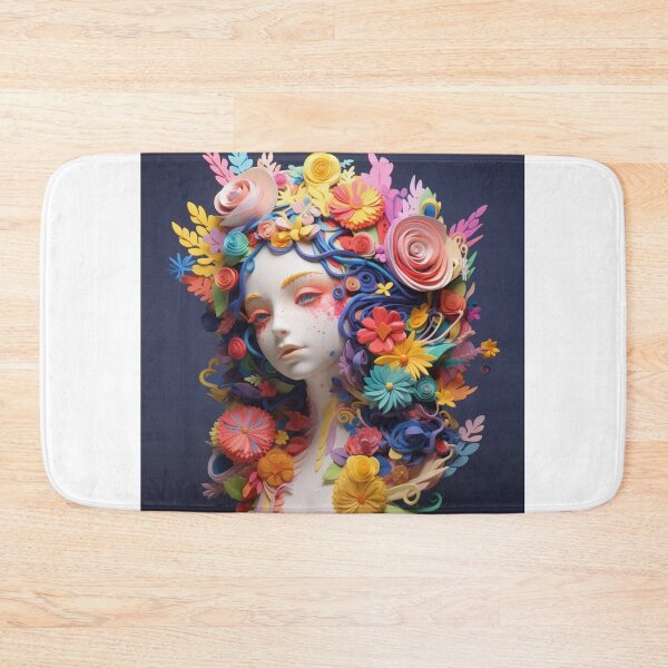 Item preview, A sculpture of a girl surrounded with flowers in various colors designed and sold by aiphotosart.