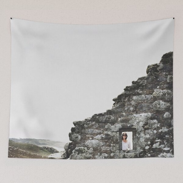 Item preview, Pretty Girl Smiling Through Window of Windswept Castle Ruin in Cornwall: A Celebration of Exploration and Adventure designed and sold by Oh Halo Berry.