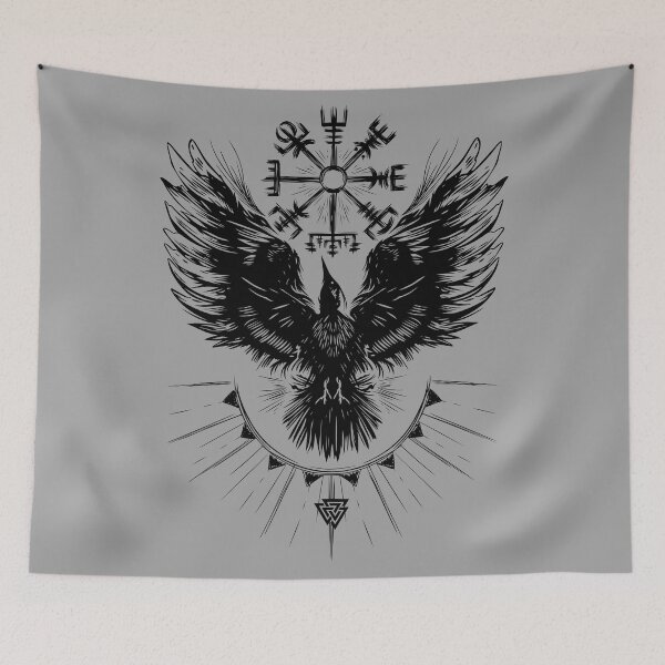 Item preview, Viking raven with vegvisir and valknut designed and sold by Christine Krahl.