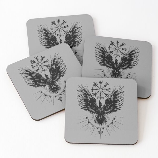 Item preview, Viking raven with vegvisir and valknut designed and sold by Christine Krahl.