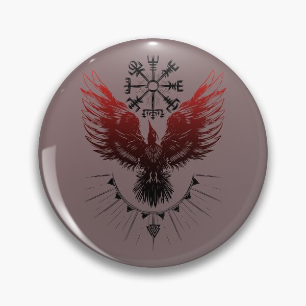 Item preview, Viking raven blood raven with vegvisir and valknut designed and sold by Christine Krahl.