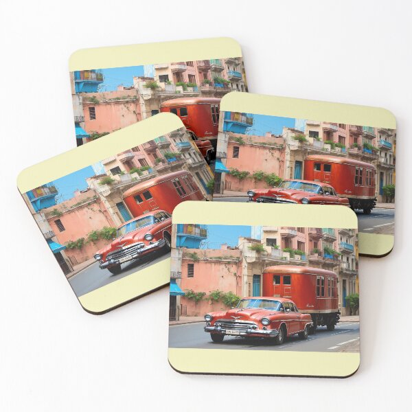 Item preview, Red Vehicles On Colorful Street designed and sold by StrangeloveFT.