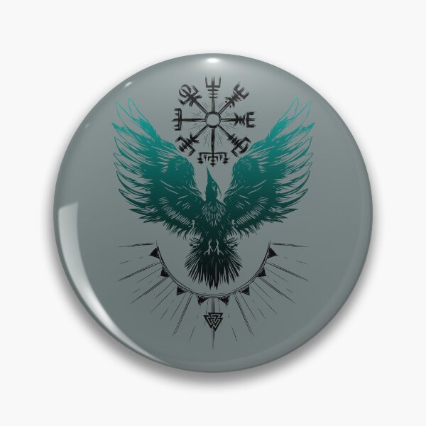 Item preview, Viking raven with vegvisir and valknut designed and sold by Christine Krahl.