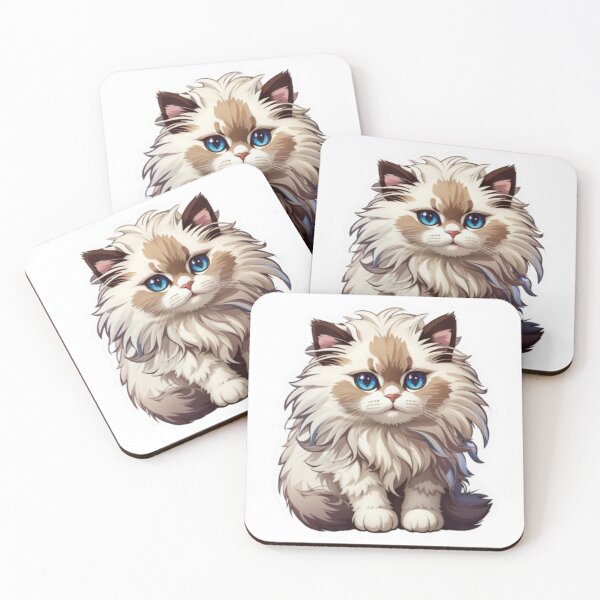 Item preview, Whimsical Wonders Cartoon Fluffy Ragdoll Cat - An Adorable and Captivating Feline Delight designed and sold by Akira Miyamoto.