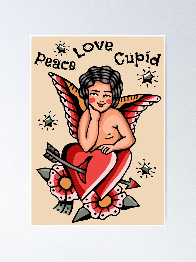 Premium Vector | Cupid angel tattoo vector