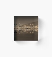 Liverpool skyline panorama at night - Sepia Acrylic Block