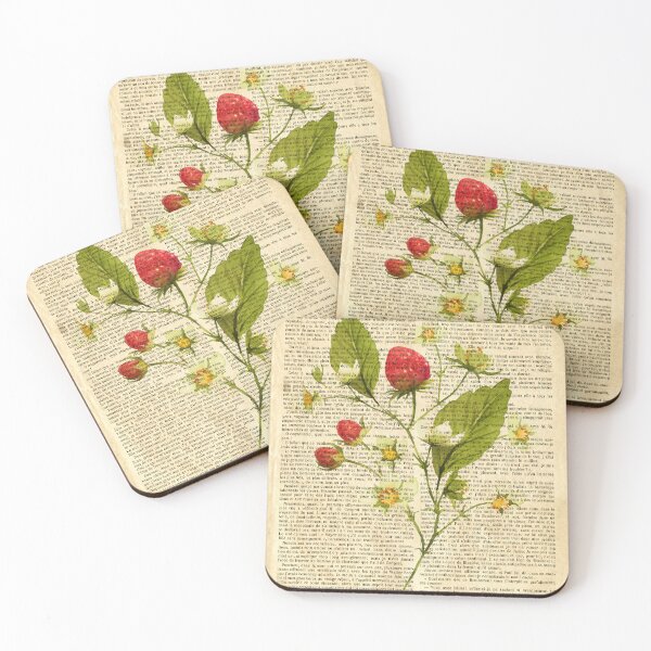 Item preview,  Botanical print, on old book page - strawberry designed and sold by Art by Lilia.