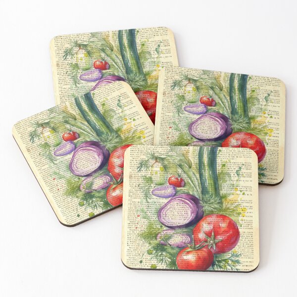 Item preview,  Botanical print, on old book page - vegetables designed and sold by Art by Lilia.