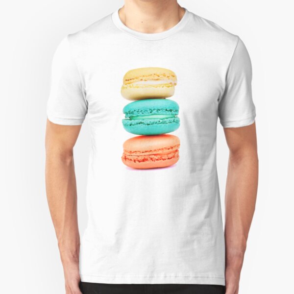 Stack of Macarons - Coral Aqua and Yellow Slim Fit T-Shirt