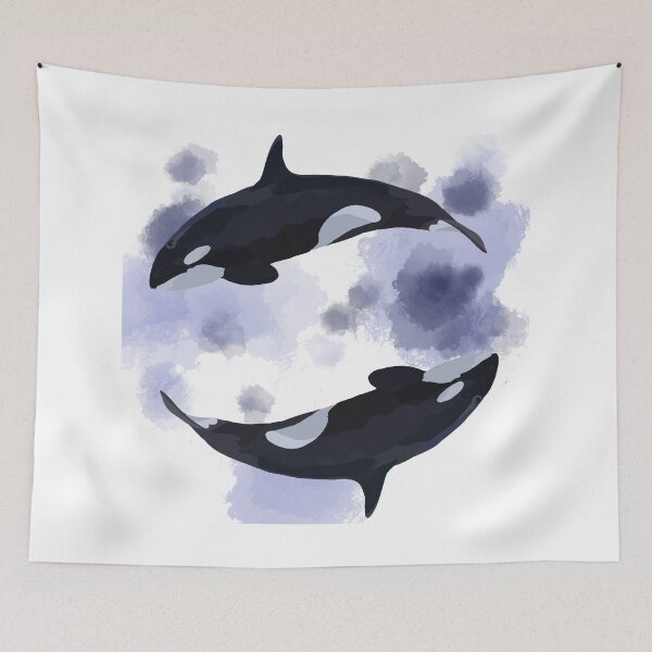 Item preview, Whale retro ying and yang designed and sold by Quirkypieces.