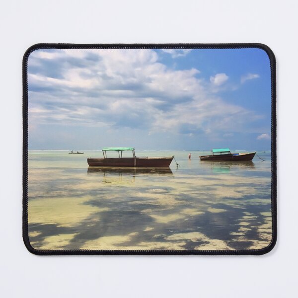 Item preview, Two Traditional Zanzibari Boats Floating Peacefully on Turquoise Water: A Celebration of Serene Beauty designed and sold by Oh Halo Berry.