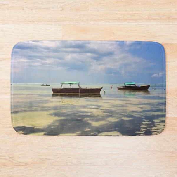 Item preview, Two Traditional Zanzibari Boats Floating Peacefully on Turquoise Water: A Celebration of Serene Beauty  designed and sold by Oh Halo Berry.