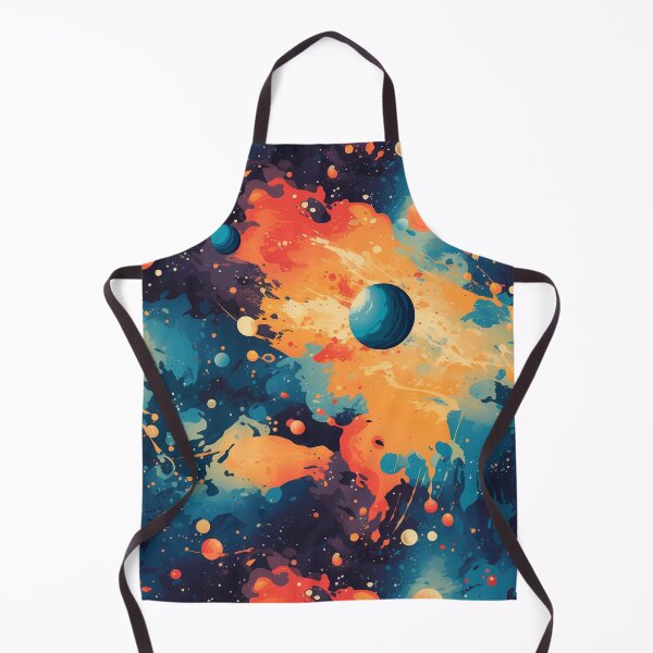 Item preview, Space to Breathe Pattern 2, too many planets, outer space, orange and blue splashes, distant stars, great big universe. Astronomy and science. designed and sold by FoxRobinRabbit.