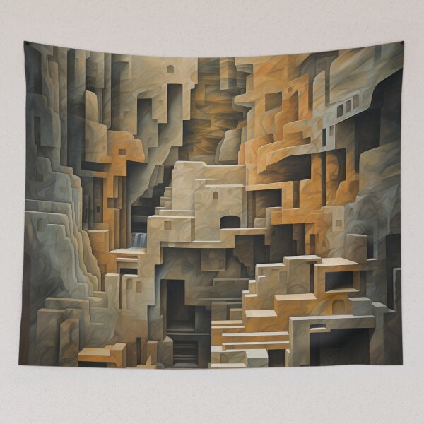 Item preview, Geometric Waterfall: A Cubist Perspective - 2 designed and sold by Moisky Art.