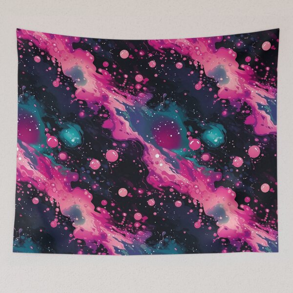 Item preview, Space to Breathe Pattern 3, pink streaks of the universe peeling back, black hole emerging like a soda float spilling out across the universe, feels big. Astronomy and possibly science. designed and sold by FoxRobinRabbit.