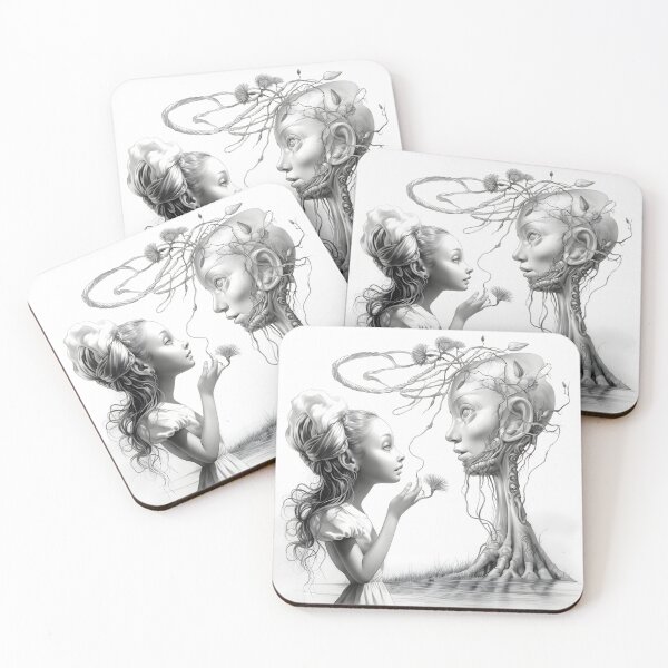 Item preview, Otherworldly Cosmic Connection: A Surreal Pencil Illustration designed and sold by Art-dios.