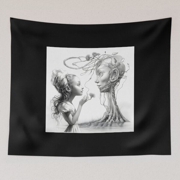 Item preview, Otherworldly Cosmic Connection: A Surreal Pencil Illustration designed and sold by Art-dios.