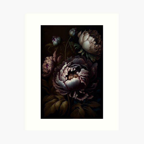 Item preview, Baroque Gothic Peonies Botanical Night Garden Nightgarden designed and sold by UtArt.