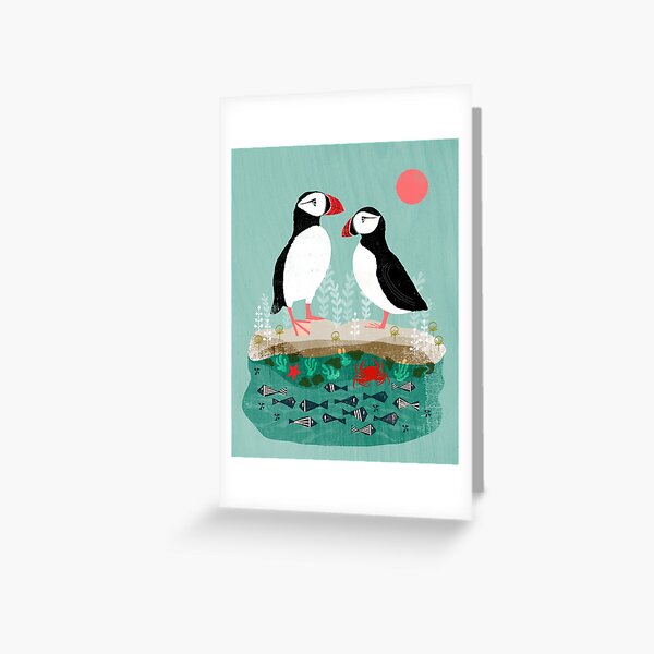 Item preview, Puffins - Pair of Seabirds, Ocean, Sea Life, Coastal Art by Andrea Lauren designed and sold by Andrea Leiner.
