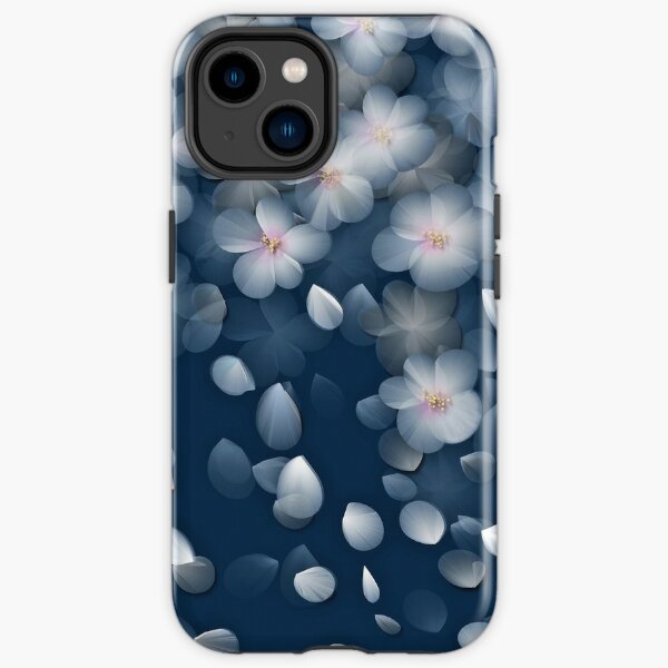 Navy and White Cherry Blossom Design iPhone Tough Case