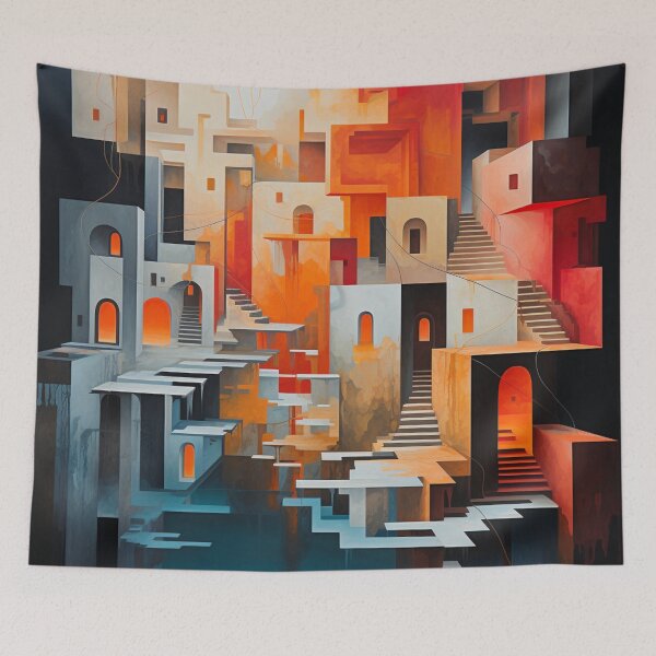 Item preview, Geometric Waterfall: A Cubist Perspective - 16 designed and sold by Moisky Art.