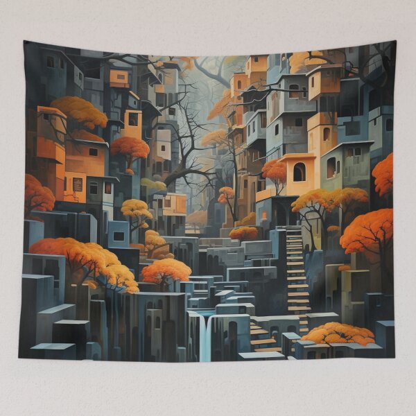 Item preview, Geometric Waterfall: A Cubist Perspective - 21 designed and sold by Moisky Art.