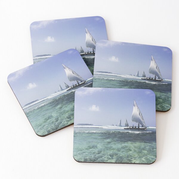 Item preview, Dhows Sailing Out Over the Reef Early Morning at Low Tide: A Celebration of the Beauty of Traditional Fishing Culture designed and sold by Oh Halo Berry.