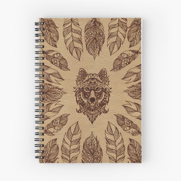 Item preview, Tribal Wolf  and feathers leather embossed effect designed and sold by k9printart.
