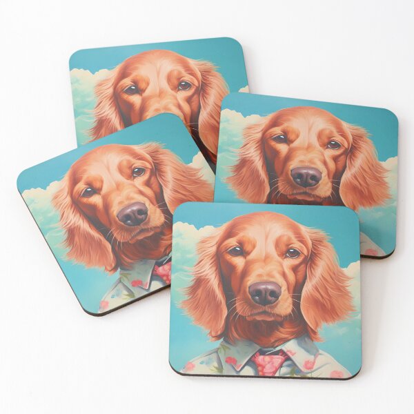 Item preview, Animals Wearing Clothes 9, Always been small, kindhearted, makes all your dreams come true, feels uncertain. But good, like clouds in your face. Golden retriever dog, floral shirt, pink tie. designed and sold by FoxRobinRabbit.