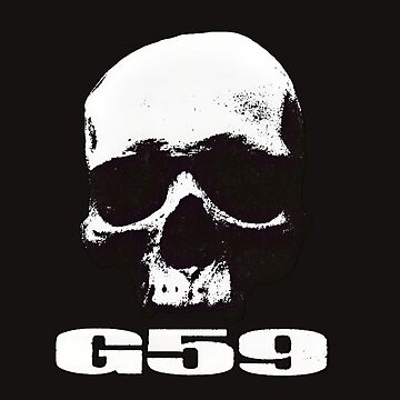 "G*59 / G59 / GREY*59 SKULL BLACK AND WHITE LOGO" Sticker For Sale By ...