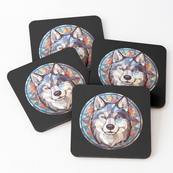 Item preview, Stained Glass Siberian Husky Dog designed and sold by Pixelchicken.