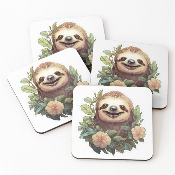 Item preview, Happy friendly sloth with flowers designed and sold by SmileshareShop.