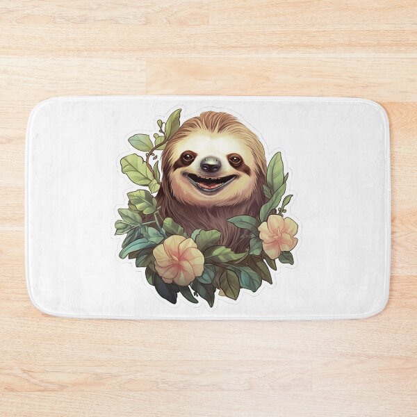 Item preview, Happy friendly sloth with flowers designed and sold by SmileshareShop.