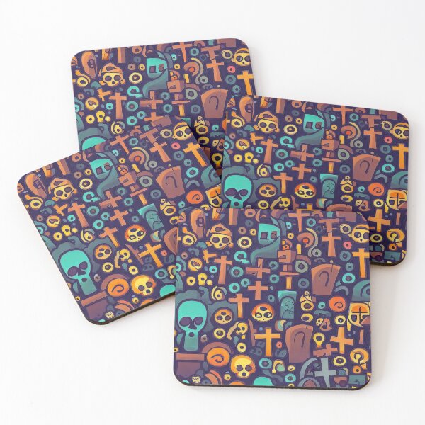 Item preview, Spooky graveyard cartoon pattern designed and sold by TomFrontierArt.