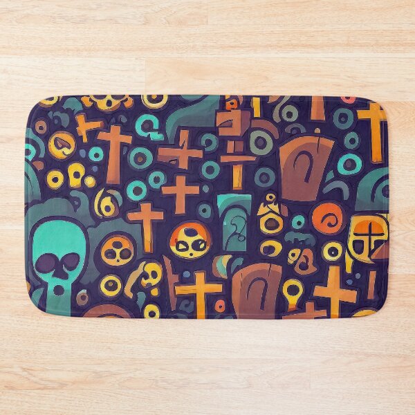 Item preview, Spooky graveyard cartoon pattern designed and sold by TomFrontierArt.