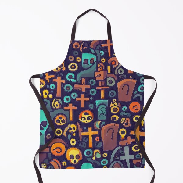 Item preview, Spooky graveyard cartoon pattern designed and sold by TomFrontierArt.