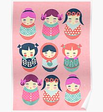 Babushka Russian doll pattern Poster