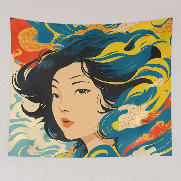 Item preview, Harmony of Cultures: Girl with Hokusai's Wave designed and sold by LeonAndrewRazon.