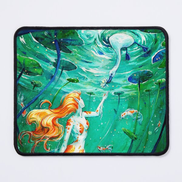 Item preview, The Gift - Watercolor carp Koy Mermaid in a Pond Painting designed and sold by Chiara Mendicino.