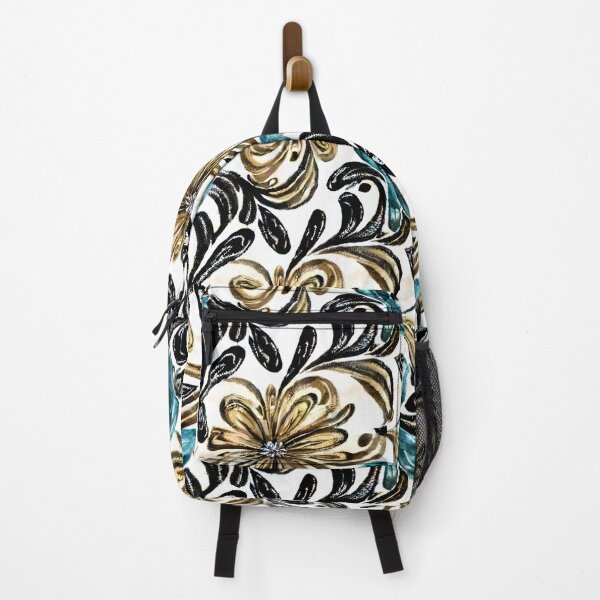 Artikelvorschau, Gold und Blau Blumen entworfen und verkauft von Poetic Patterns Studio.