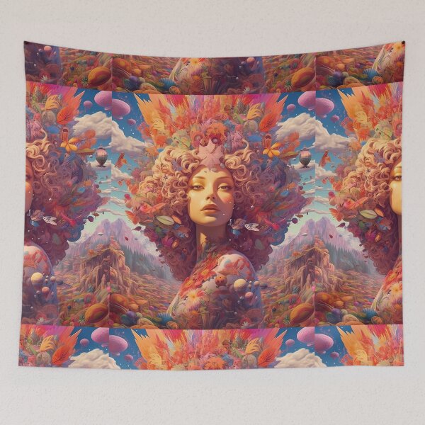 Item preview, Psychedelic Tapestry, Bedroom Wall Decor, Wall Hanging Trippy Tapestry, Trippy Room Decor, Aesthetic Wall Decor, Psychedelic Tapestry designed and sold by TileTango.